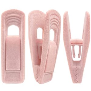 tofiigrem light pink velvet hangers clips 20 pcs, non-slip velvet clip for pant skirt velvet hangers, strong baby kids velvet hangers clips