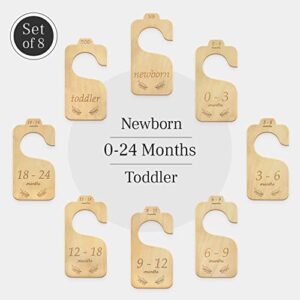 Baby Closet Dividers (Classic) by Eli with Love - 8 Premium Wood Double Sided Baby Closet Size Dividers - Ideal Baby Clothes Dividers for Closet – Organize Nursery Closet Hangers by Size/Age