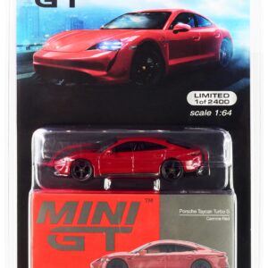 TSM Model Taycan Turbo S Carmine Red Limited Edition to 2400 Pieces Worldwide 1/64 Diecast Model Car by True Scale Miniatures MGT00289