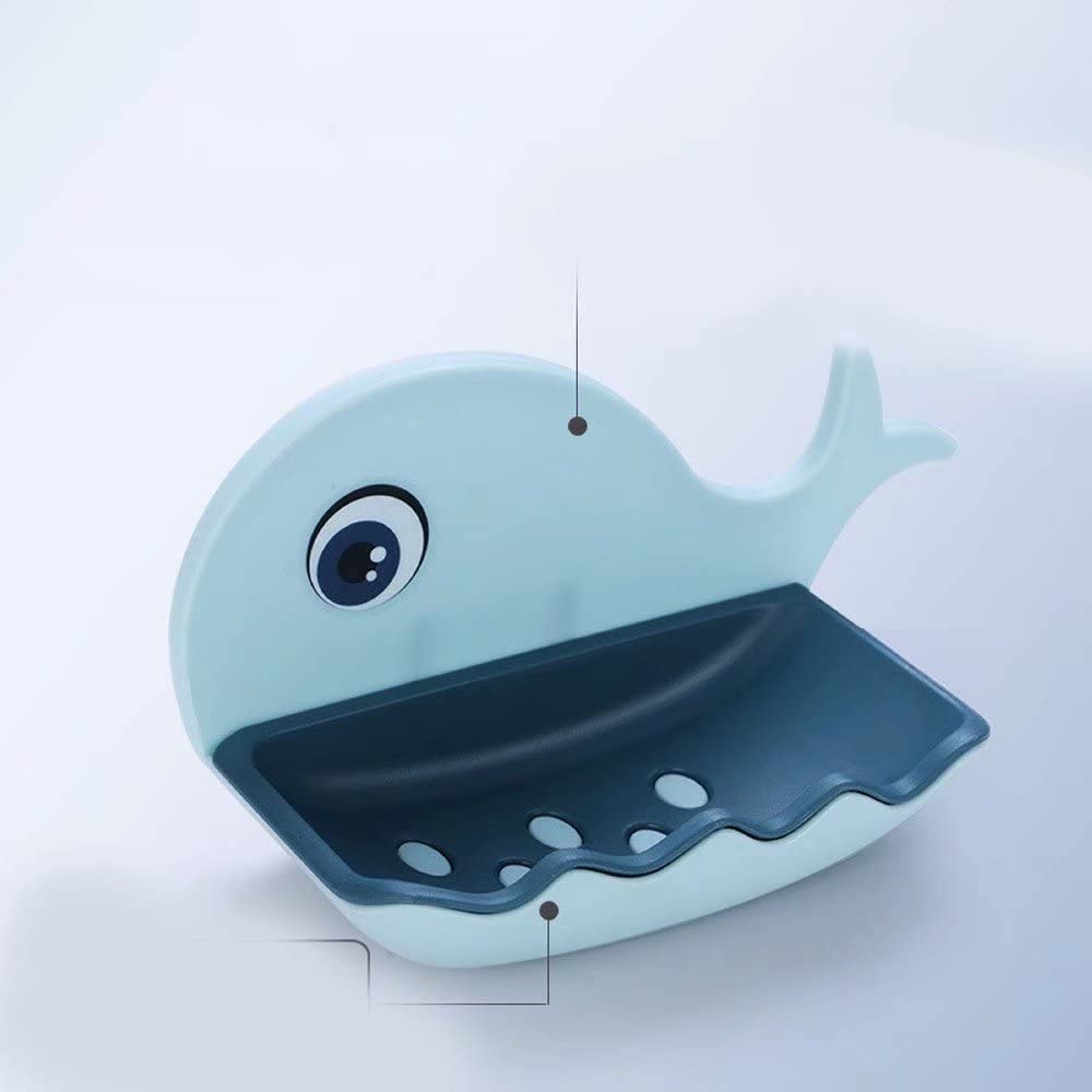 2Pack Cute Soap Dish, Whale Shape Wall-Mounted Soap Tray Whale Sponge Holderfor Counter Top Bathroom Kitchen and Shower