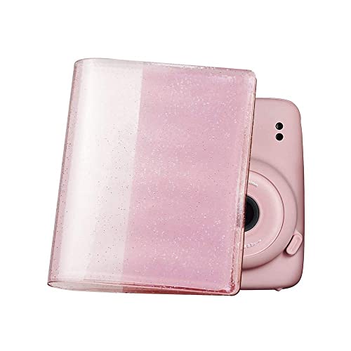 Fujifilm Instax Mini 11 Instant Camera Blush Pink Bundle with Instax Mini Twin Pack Film + Glitter Photo Album Holds 64 Photos + Groovy Case + Cloth (5 Items)