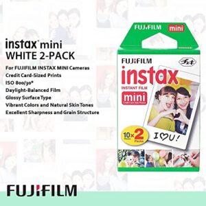 Fujifilm Instax Mini 11 Instant Camera Blush Pink Bundle with Instax Mini Twin Pack Film + Glitter Photo Album Holds 64 Photos + Groovy Case + Cloth (5 Items)