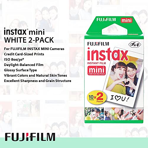 Fujifilm Instax Mini 11 Instant Camera Blush Pink Bundle with Instax Mini Twin Pack Film + Glitter Photo Album Holds 64 Photos + Groovy Case + Cloth (5 Items)