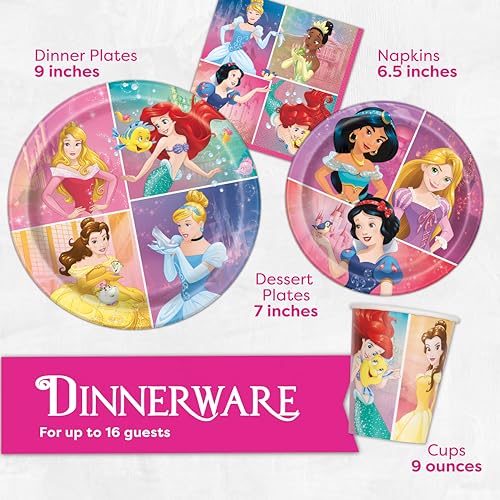 Disney Princess Birthday Decorations Set | Disney Princess Birthday Party Supplies | Disney Princess Party Decorations | Disney Princess Party Supplies Featuring Tiana, Cinderella, Beauty and the