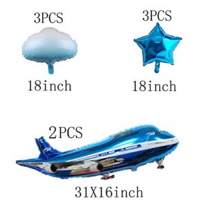 31inch Large Airplane Blue Party Decoration Airplane Balloon Birthday Party Supplies (Two airplanes)