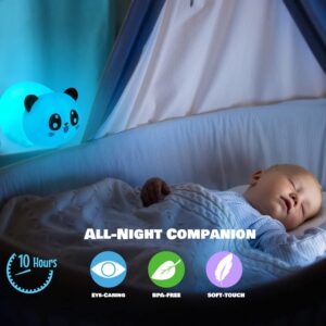 AULTRA Panda Night Light for Kids, Color Changing Kids Night Light Panda Lamp, Panda Room Decor for Girls Cute Night Light, Silicone Nursery Baby Night Light, Cute Gifts for Kids (Panda)