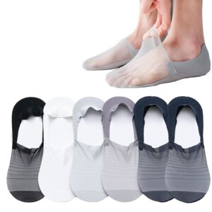 RainFlowwer No Show Socks 6 Pairs for men and women, Invisible Ice Silk Breathable Socks, Thin Low Cut Non Slip Socks for Flats Boat Sneaker