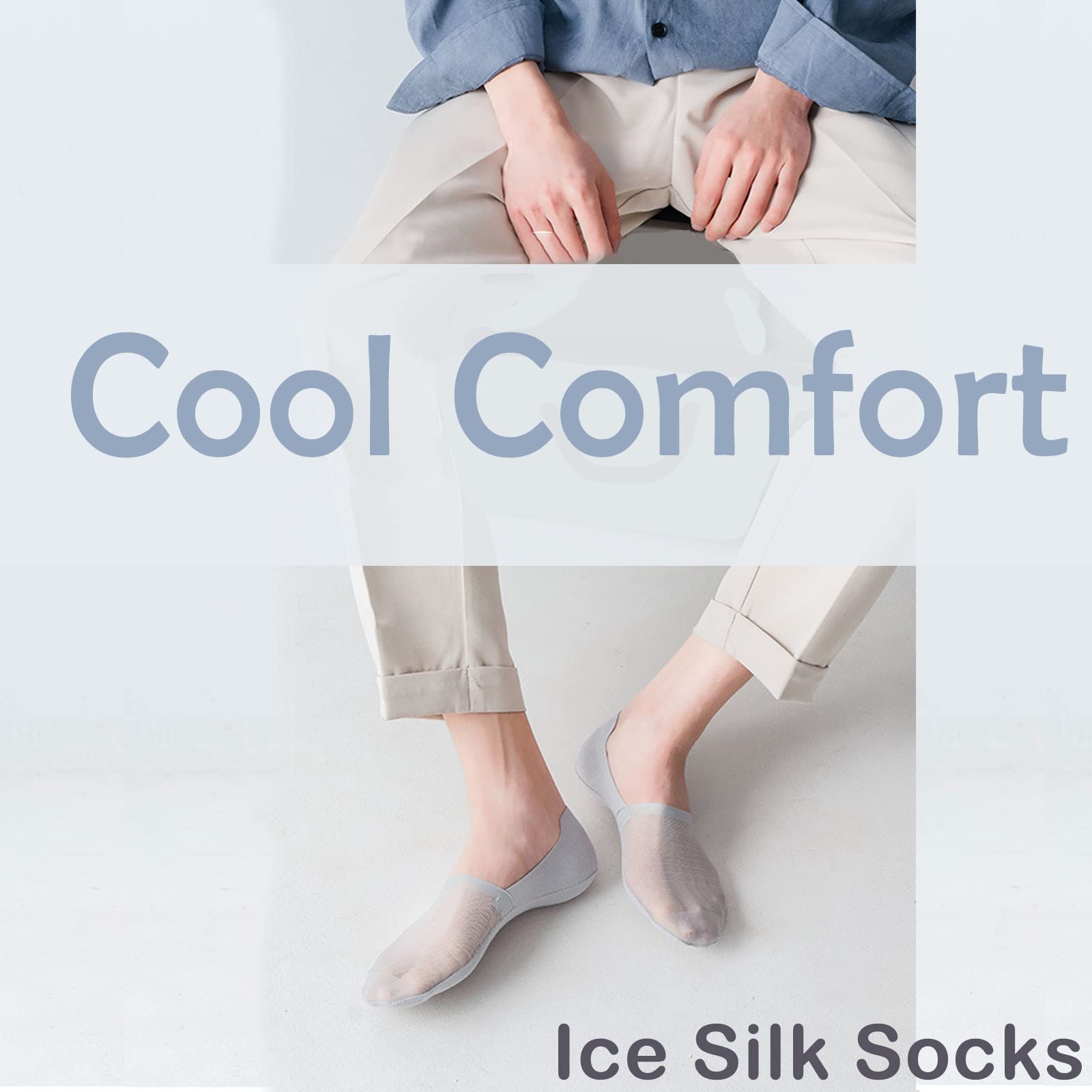 RainFlowwer No Show Socks 6 Pairs for men and women, Invisible Ice Silk Breathable Socks, Thin Low Cut Non Slip Socks for Flats Boat Sneaker