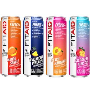 lifeaid fitaid energy, 200mg natural caffeine, keto, variety pack, optimum performance formula: bcaas, quercetin, electrolytes, omega-3s, 15 calories, paleo, vegan & gluten-free, 12 fl oz (pack of 12)