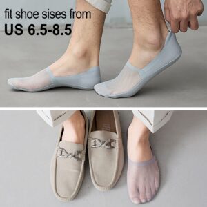 RainFlowwer No Show Socks 6 Pairs for men and women, Invisible Ice Silk Breathable Socks, Thin Low Cut Non Slip Socks for Flats Boat Sneaker