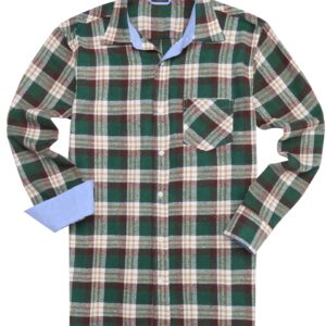 Tinkwell Mens Cotton Button Down Shirts Long Sleeve Plaid Dress Shirts Regular Fit M Green White