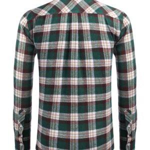 Tinkwell Mens Cotton Button Down Shirts Long Sleeve Plaid Dress Shirts Regular Fit M Green White