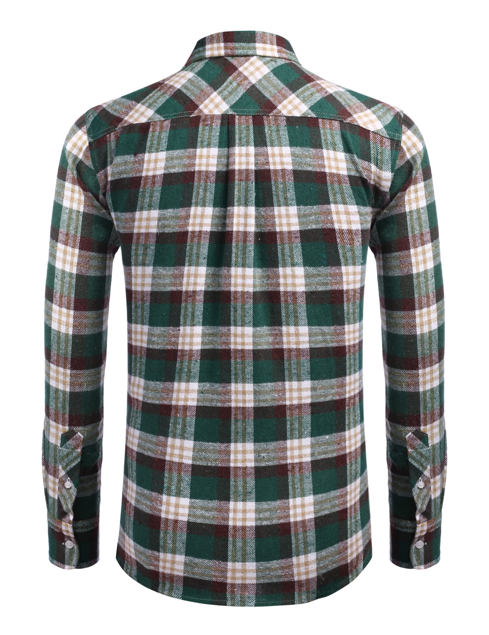 Tinkwell Mens Cotton Button Down Shirts Long Sleeve Plaid Dress Shirts Regular Fit M Green White