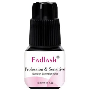 eyelash extension glue fadlash extra strong lash glue 5ml 1s dry time 8 weeks retention lash extension glue maximum bonding power professional use only (never for diy/cluster lashes)