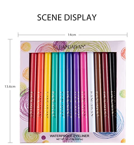 BestLand 12 Colors Matte Liquid Eyeliner Set Rainbow Colorful Neon Eyeliner Pencil Pigmented Waterproof Smudgeproof Long Lasting Gel Eye Liner Christmas Makeup Gift Kit for Women (Set E)