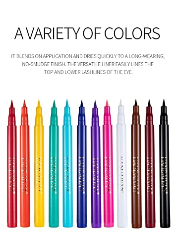 BestLand 12 Colors Matte Liquid Eyeliner Set Rainbow Colorful Neon Eyeliner Pencil Pigmented Waterproof Smudgeproof Long Lasting Gel Eye Liner Christmas Makeup Gift Kit for Women (Set E)