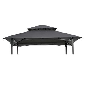 8' x 5' grill gazebo replacement canopy, replacement canopy top cover, double tiered replacement canopy, bbq gazebo roof top, gray