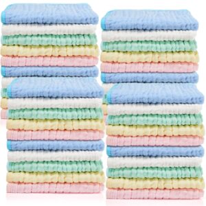 tudomro 20 pack muslin burp cloths 20 x 10 inch absorbent baby burping cloth 6 layers baby rags face towels, 5 colors