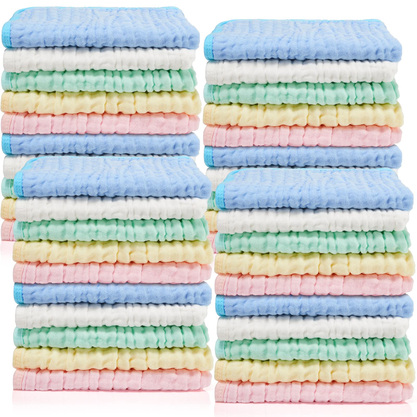 Tudomro 20 Pack Muslin Burp Cloths 20 x 10 Inch Absorbent Baby Burping Cloth 6 Layers Baby Rags Face Towels, 5 Colors