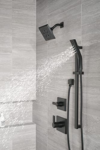 Delta Faucet Pivotal 3-Setting Matte Black Shower System Including Black Shower Head, Slide Bar Handheld Shower, Shower Handle, Shower Diverter and Shower Valve Kit, Delta Shower Trim Kit, Matte Black