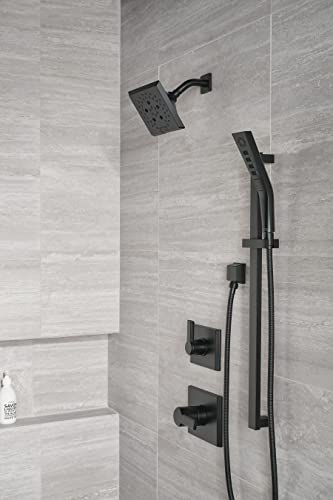 Delta Faucet Pivotal 3-Setting Matte Black Shower System Including Black Shower Head, Slide Bar Handheld Shower, Shower Handle, Shower Diverter and Shower Valve Kit, Delta Shower Trim Kit, Matte Black