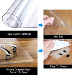 Clear Floor Mat for Office Chair - 48"×36" Plastic Chair Mat for Hardwood/Tile Floors, Multi-Purpose Non-Slip Computer & Desk Chair Mat, Heavy Duty Floor Protector for Rolling Chair Home Office -1.5mm