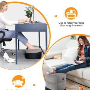 BLABOK Inflatable Foot Rest for Air Travel, Airplane Footrest Adjustable Height Travel Foot Pillow for Kids & Adults on Plane,Car,Train,Office (Grey)