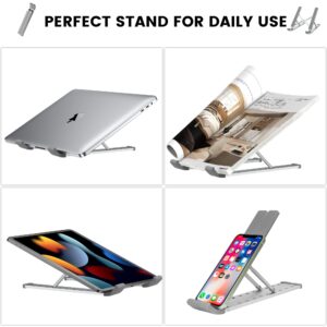 Vaselin Desktop Laptop Stand, Aluminum Alloy Computer Stand,Adjustable Height Ergonomic Laptop Stand,Foldable Laptop Stand Grade 9 Non-Slip，Stand for 9-15.6'' Tablet, Laptops(Silver)