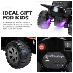 TOBBI Electric Ride On ATV for Kids, Toddlers 6V Battery Powered Ride On Toy with LED Lights Mist Spray Device, 4 Wheeled Electric Car with Radio & Music for Children Aged 1-3-Black