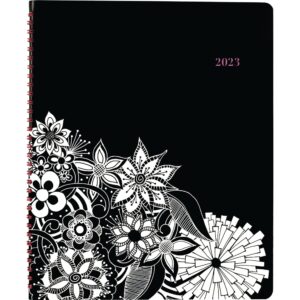 cambridge 2023 weekly & monthly planner, 8-1/2" x 11", large, premium, floradoodle, black/white (589-905)
