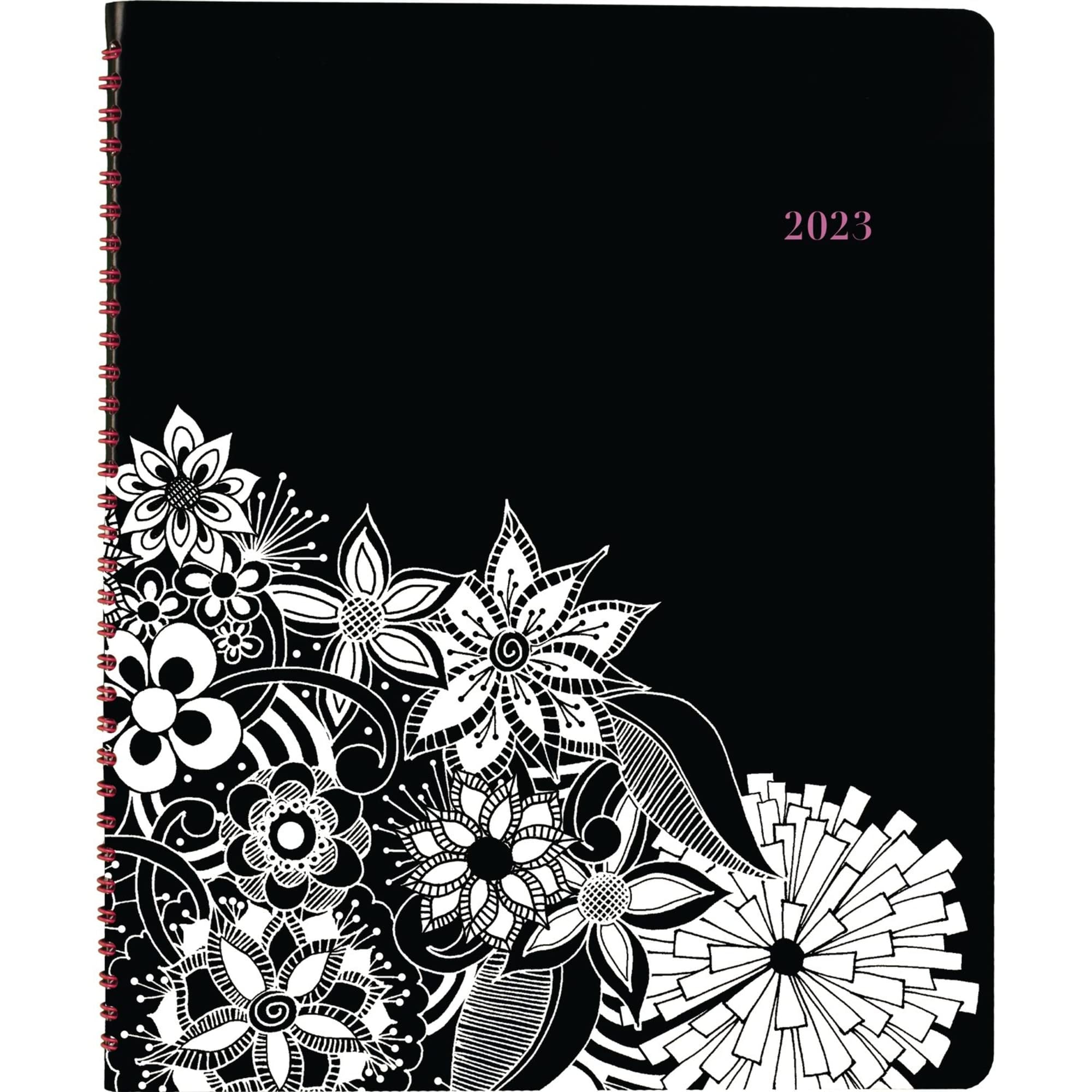 Cambridge 2023 Weekly & Monthly Planner, 8-1/2" x 11", Large, Premium, FloraDoodle, Black/White (589-905)