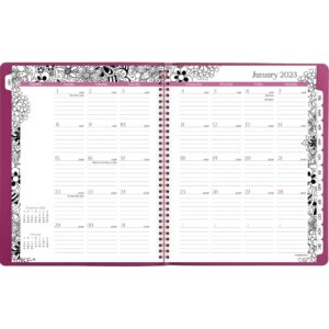 Cambridge 2023 Weekly & Monthly Planner, 8-1/2" x 11", Large, Premium, FloraDoodle, Black/White (589-905)