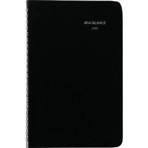at-a-glance 2023 weekly planner, dayminder, hourly appointment book, 5-1/2" x 8-1/2", small, tabbed telephone/address pages, black (g21000)