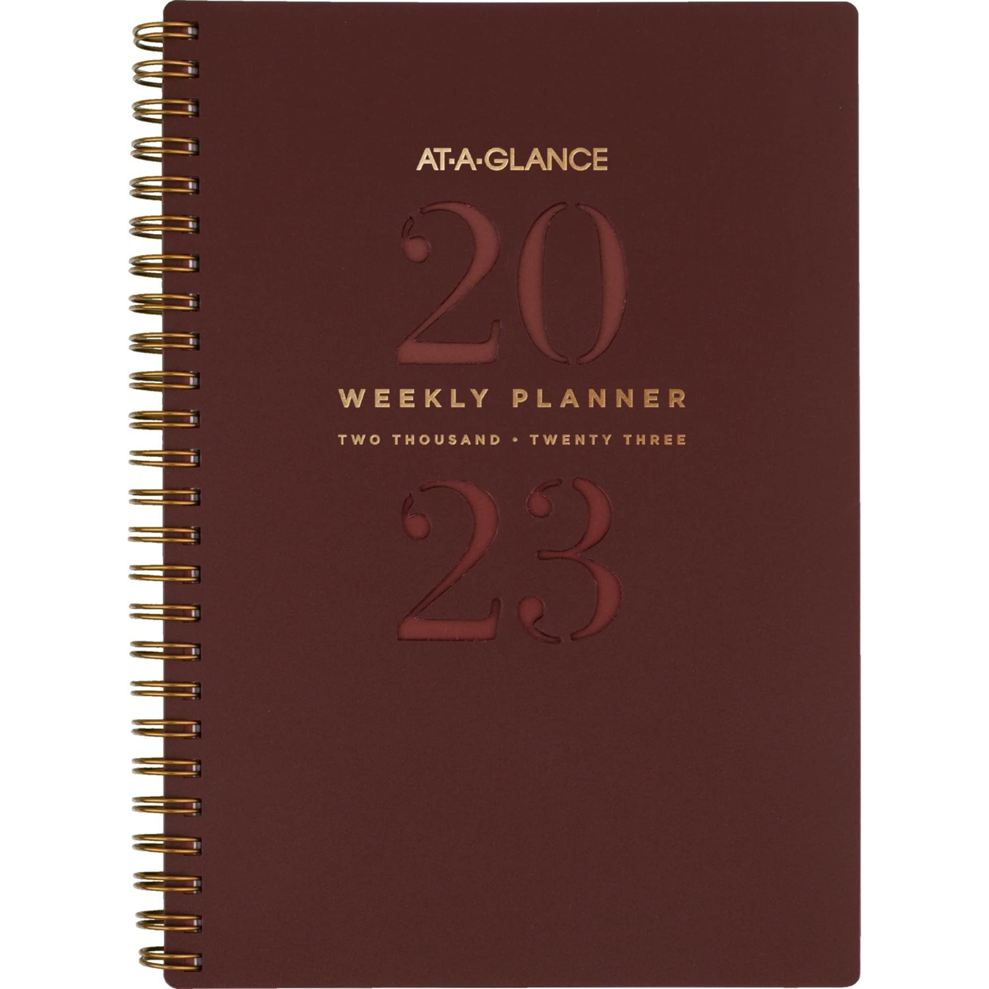 AT-A-GLANCE 2023 Weekly & Monthly Planner, 5-1/2" x 8-1/2", Small, Monthly Tabs, Signature, Maroon (YP200L50)
