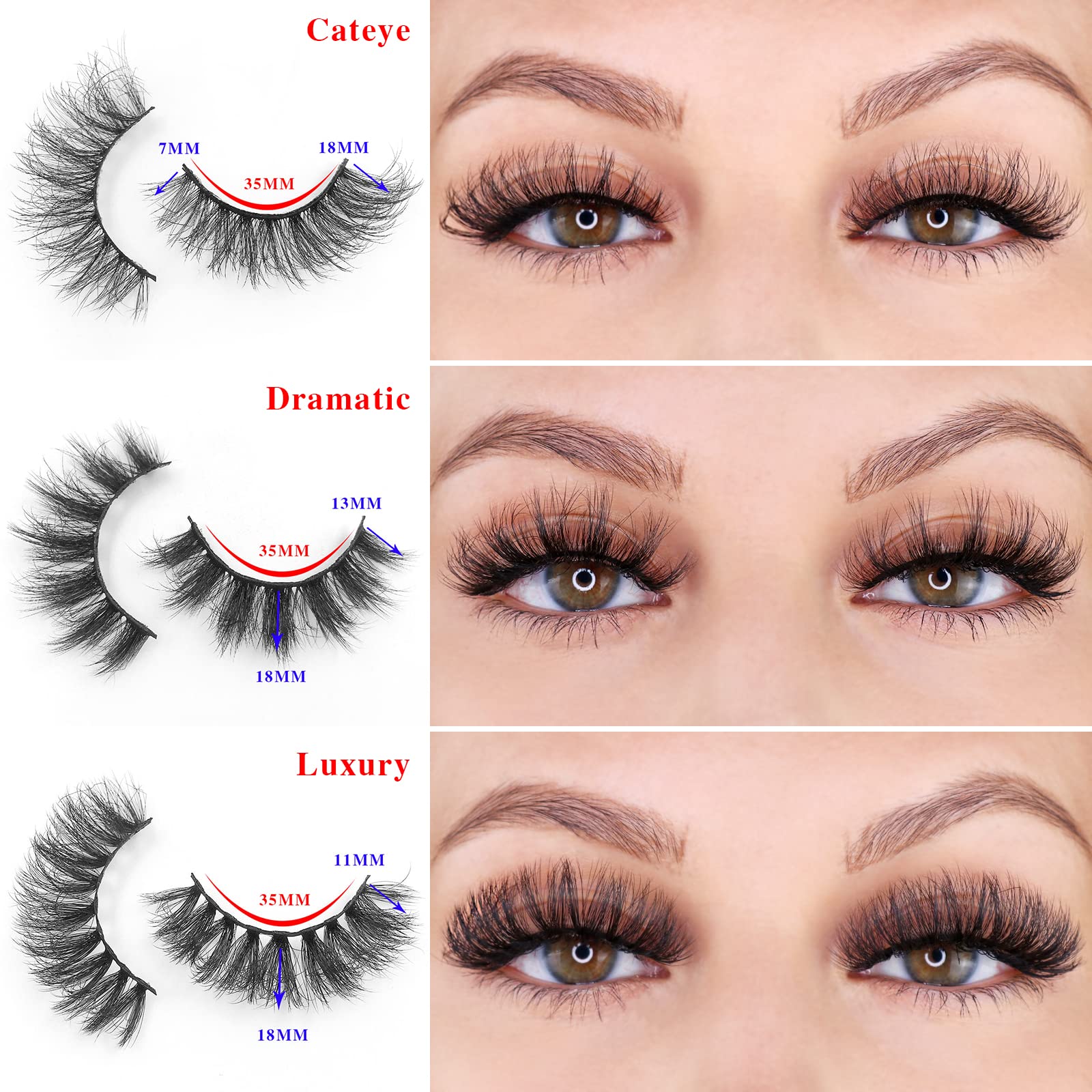 IFLOVEDEKD 7 Styles False Eyelashes 7 Pairs Eyelashes Natural Look 3D Fake Eyelashes 100% Handmade Long Lashes Natural Look Dramatic Lashes Pack Reusable Natural Lashes Soft Fluffy Eye Lashes