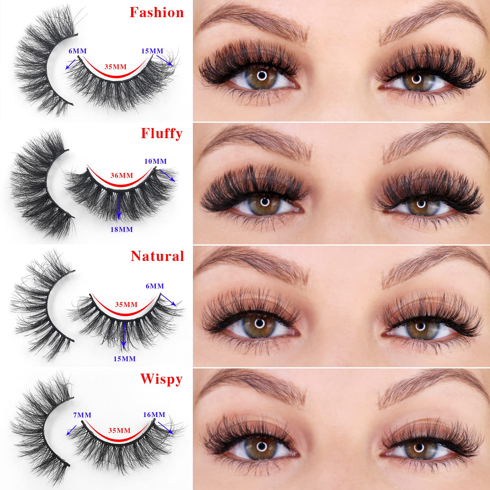 IFLOVEDEKD 7 Styles False Eyelashes 7 Pairs Eyelashes Natural Look 3D Fake Eyelashes 100% Handmade Long Lashes Natural Look Dramatic Lashes Pack Reusable Natural Lashes Soft Fluffy Eye Lashes