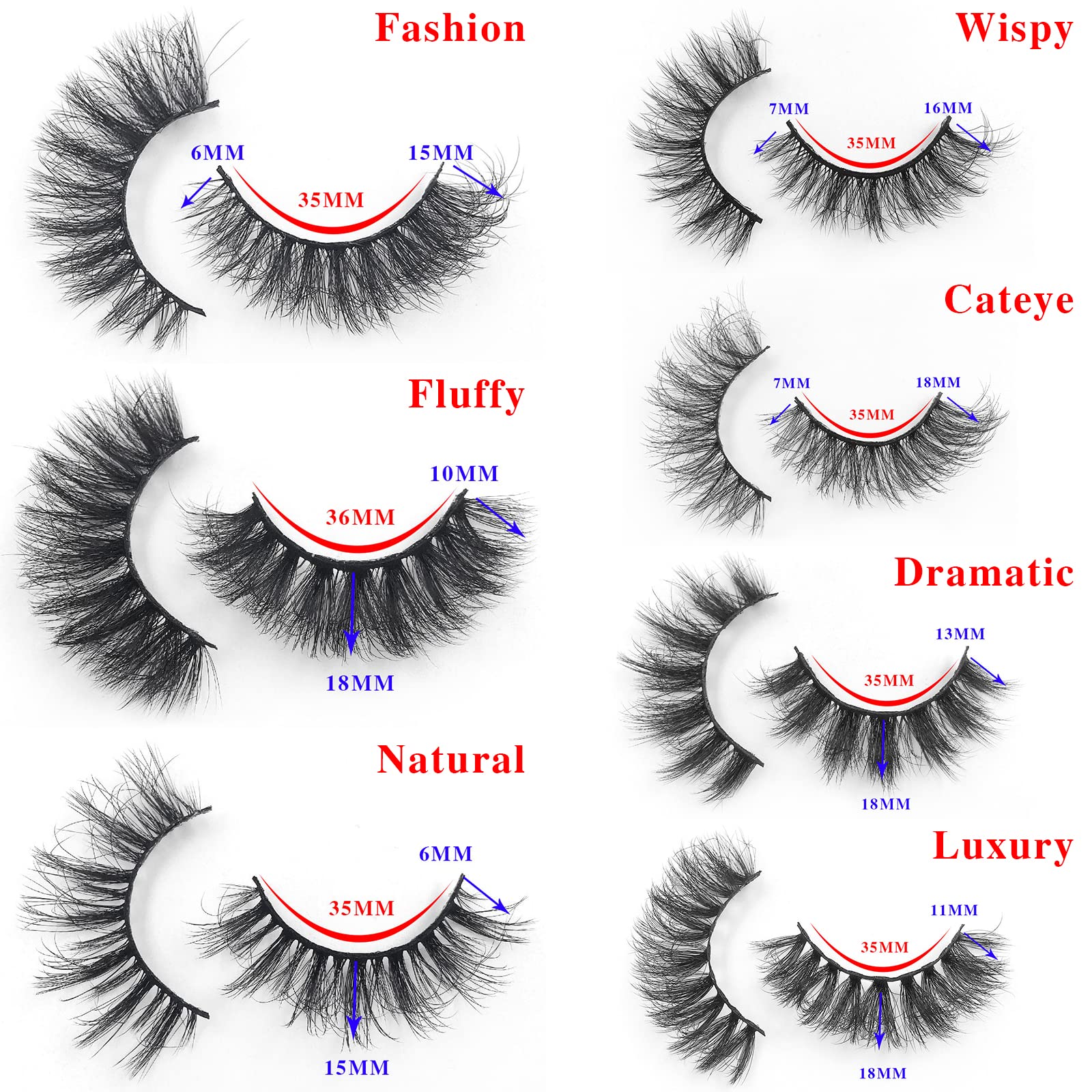 IFLOVEDEKD 7 Styles False Eyelashes 7 Pairs Eyelashes Natural Look 3D Fake Eyelashes 100% Handmade Long Lashes Natural Look Dramatic Lashes Pack Reusable Natural Lashes Soft Fluffy Eye Lashes