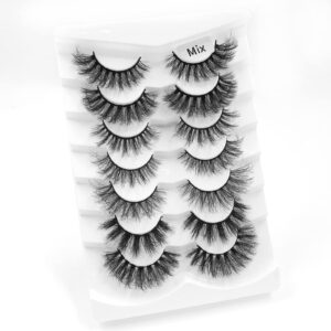 IFLOVEDEKD 7 Styles False Eyelashes 7 Pairs Eyelashes Natural Look 3D Fake Eyelashes 100% Handmade Long Lashes Natural Look Dramatic Lashes Pack Reusable Natural Lashes Soft Fluffy Eye Lashes