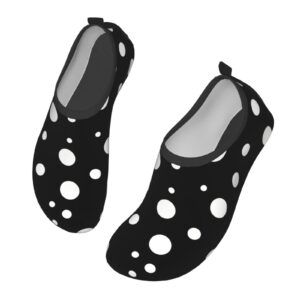 white black polka dot water shoes for men women aqua socks barefoot quick-dry beach swimming shoes for yoga pool exercise swim surf
