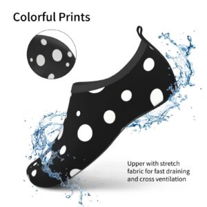 White Black Polka Dot Water Shoes for Men Women Aqua Socks Barefoot Quick-Dry Beach Swimming Shoes for Yoga Pool Exercise Swim Surf