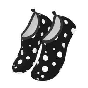 White Black Polka Dot Water Shoes for Men Women Aqua Socks Barefoot Quick-Dry Beach Swimming Shoes for Yoga Pool Exercise Swim Surf