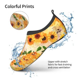 Sunflower Water Shoes for Men Women Aqua Socks Barefoot Quick-Dry Beach Swimming Shoes for Yoga Pool Exercise Swim Surf