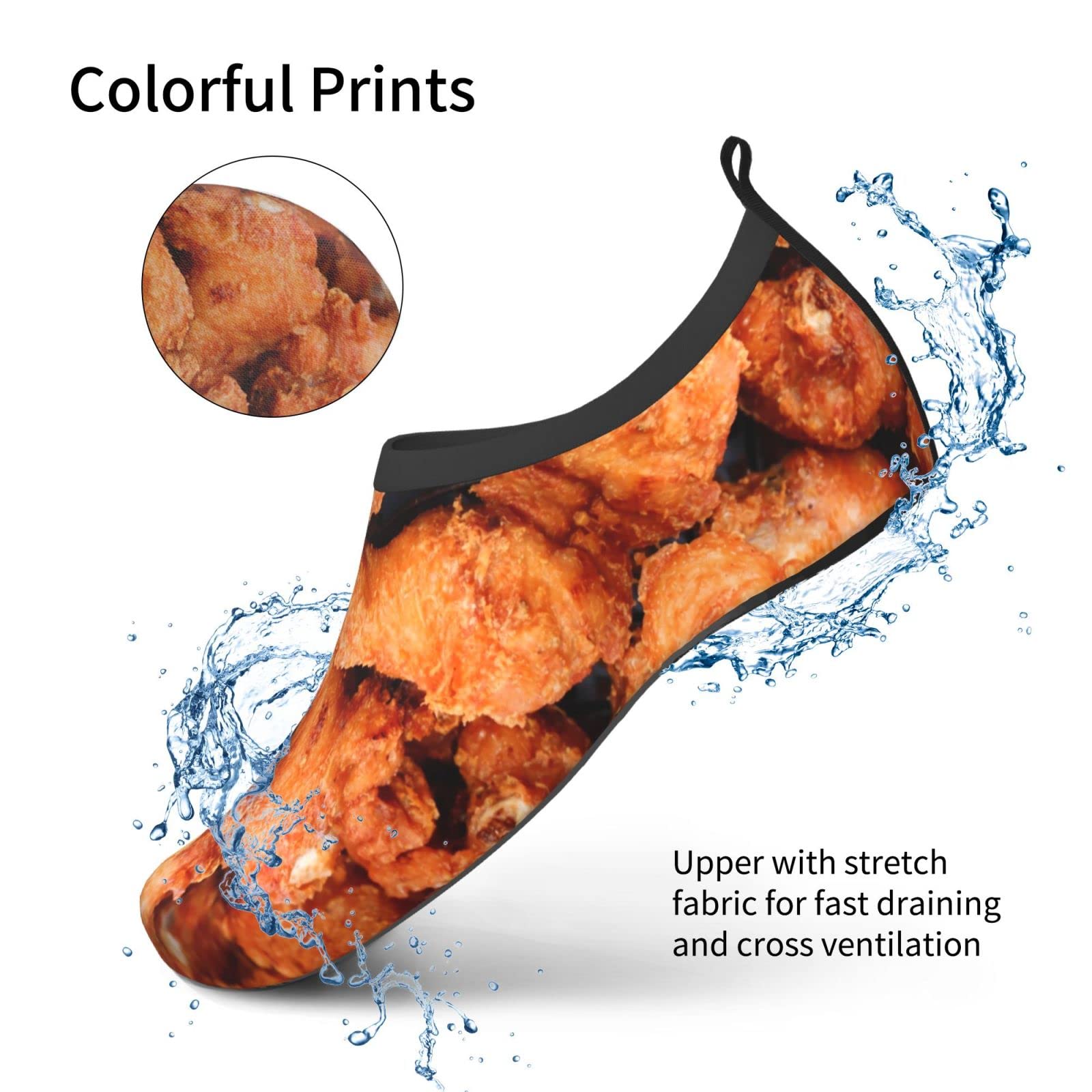 Beer and Fried Chicken Legs Water Shoes for Men Women Aqua Socks Barefoot Quick-Dry Beach Swimming Shoes for Yoga Pool Exercise Swim Surf