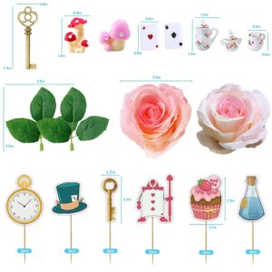 Alice Cake Cupcake Toppers for Magic Tea Party Themed Baby Shower Birthday Party Decoration Supplies (30pcs)