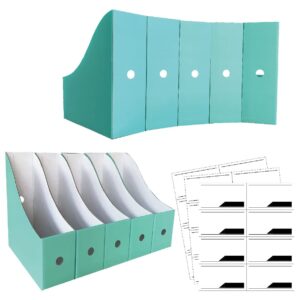 anssdo 12 pack teal cardboard magazine holders, premium magazine file holder for desk, foldable large volume magazine file organizer as book bins or folder holder for office or school…