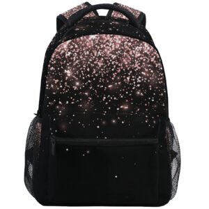 pfrewn rose gold black glitter backpacks for girls teens women school bookbags backpack for kids students