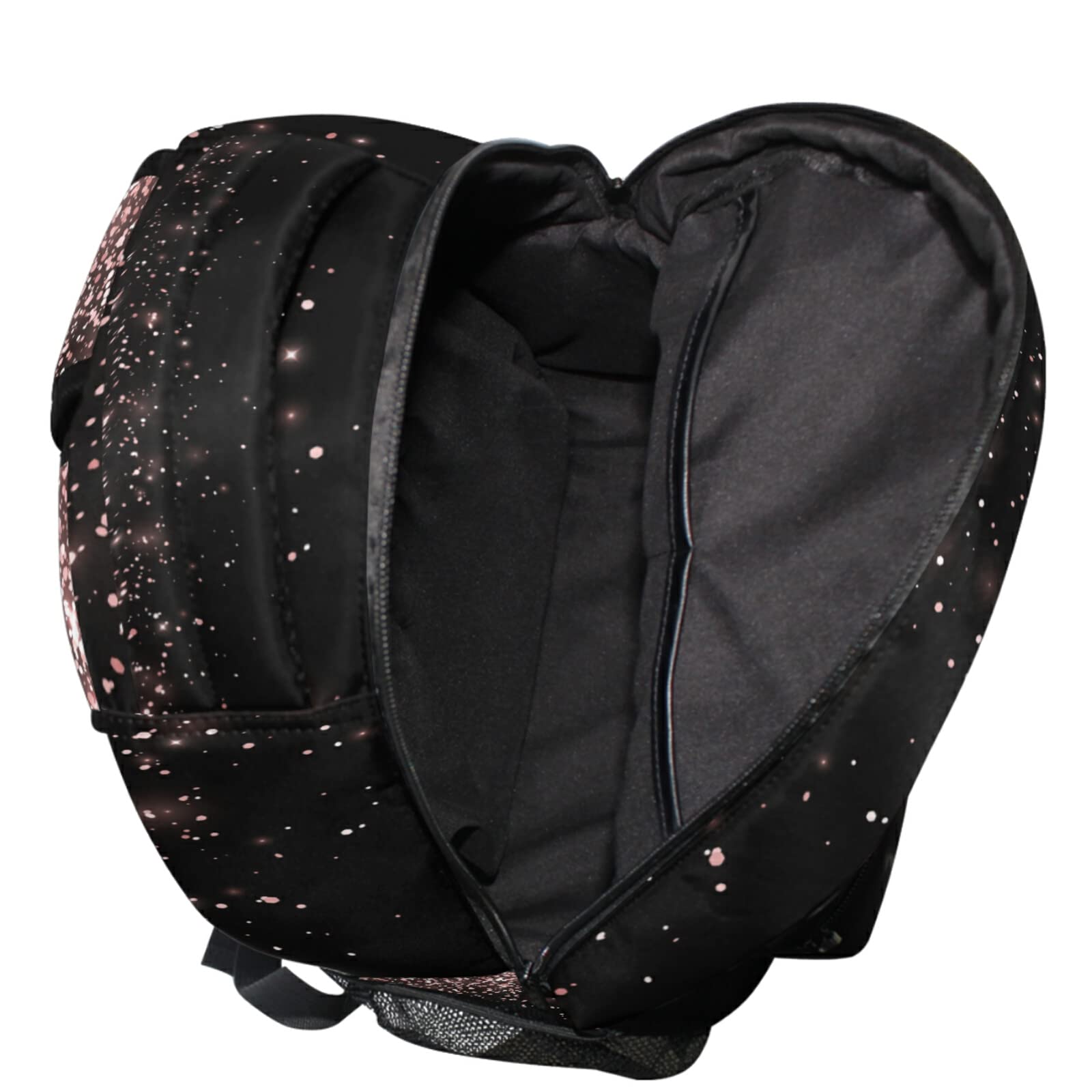 Pfrewn Rose Gold Black Glitter Backpacks for Girls Teens Women School Bookbags Backpack for Kids Students