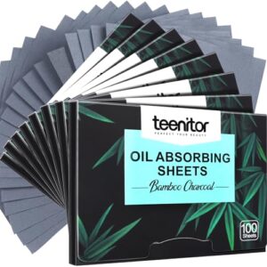 teenitor oil blotting sheets for face,oil absorbing facial blotting sheets for oily skin, 800 count, natural bamboo charcoal face blotting paper, 3 7/8" and 2.75