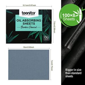 Teenitor Oil Blotting Sheets for Face,Oil Absorbing Facial Blotting Sheets For Oily Skin, 800 Count, Natural Bamboo Charcoal Face Blotting Paper, 3 7/8" and 2.75