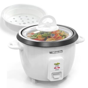mishcdea rice cooker 10 cups uncooked & food steamer (20 cooked), electric rice cooker fast cooking with keep warm, removable non-stick pot, all-in-one cooker for grains, soups, oatmeal or veggies - white